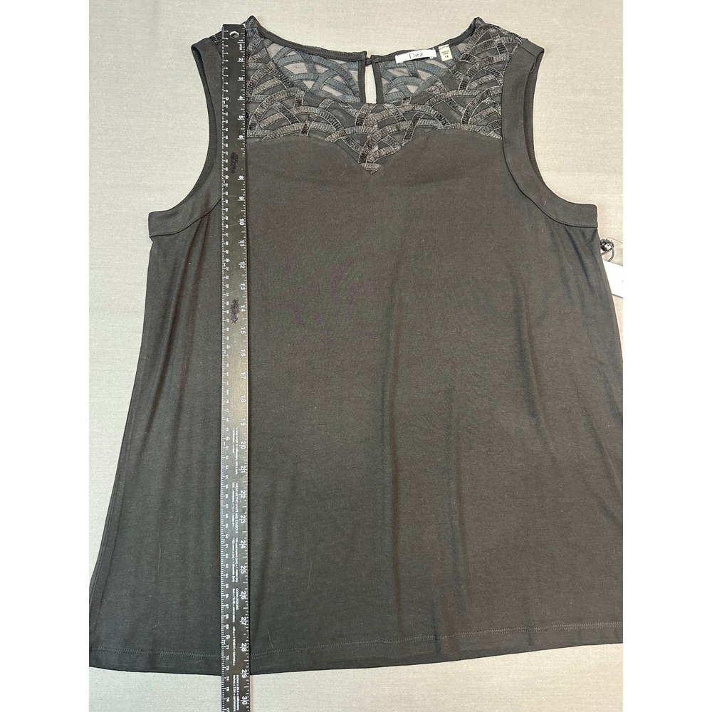 NWT* Dex Womens 1X Black Lace Yoke Sleeveless Top Keyhole Back Plus Size - Picture 5 of 6